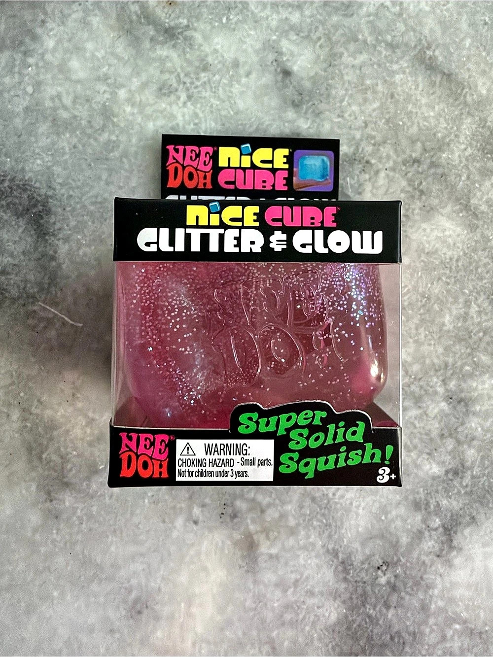 NeeDoh Nice Cube Glitter & Glow Pink Glitter & Glow Fidget Toy NWT